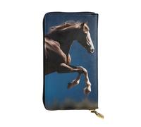 YYHWHJDE Horse Under The Moon Printing Quality Leather Long Clutch Wallet Designed for Fashion Girls and Women Stylish 7.48 x 4.13 in