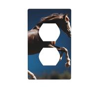 YYHWHJDE Horse Under The Moon Prints Double Socket Wall Panel Electrical Socket Cover Plate Decoration Heat Resistant 4.5x2.76in
