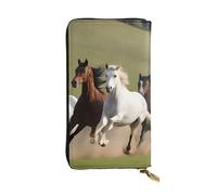 YYHWHJDE Horses at the gallop Picture Leather long clutch wallet Designed for fashion girls and women stylish and personalized 7.48 x 4.13 in, Black, One Size