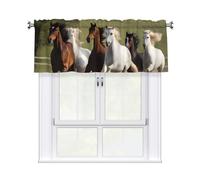 YYHWHJDE Horses at The Gallop Prints Short Curtains with Valance Rod 54x18in Home Decor for Kitchen Bathroom Laundry Room Studio Upper Window