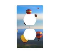 YYHWHJDE Hot Air Balloon in The Sky Picture Double Socket Wall Panel Electrical Socket Cover Plate is Shatter Resistant and Durable 4.5x2.76in