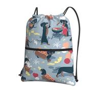 YYHWHJDE Hot Dogs And Lemonade Prints Drawstring Backpack Waterproof Gym Bag - Lightweight Foldable Sport Cover with Zipper Pocket for Travel Hiking