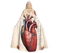 YYHWHJDE Human Anatomy Heart Chart Pattern Halloween Adult Hooded Cape Cloak No Zipper, Comfortable For Costume Parties