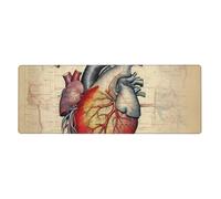 YYHWHJDE Human Anatomy Heart Chart Prints Extra Large Mouse pad Mousepad Computer Office Gaming Keyboard Thickened Version 12x31.5in