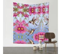 YYHWHJDE Humming birds With Pink Prints Wall Tapestry 60x51in - High-Grade Polyester Throw Blanket for Bedroom, Dorm, Beach & Picnic Decor