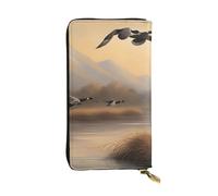 YYHWHJDE Hunting Flying Wild Ducks Printing Quality Leather Long Clutch Wallet Designed for Fashion Girls and Women Stylish 7.48 x 4.13 in
