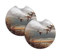 YYHWHJDE Hunting Flying Wild Ducks Prints Car Cup Coasters 2-Pack - Premium Neoprene Drink Throws, Protect Cup Holders & Enhance Your Drive - Waterproof, Non-Slip Grip