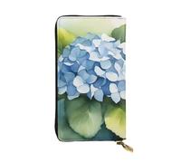 YYHWHJDE Hydrangea Watercolor Printed Leather long clutch wallet Designed for fashion girls and women stylish and personalized 7.48 x 4.13 in, Black, One Size