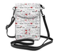 YYHWHJDE I Love You Words With Hearts Leather Crossbody Phone Pouch