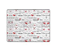 YYHWHJDE I Love You Words With Hearts Prints 63x48in Non-Slip Floor Mat Ultra Soft Plush Throw for Living Room, Bedroom & Office Comfort