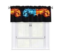 YYHWHJDE Ice and Fire Boxing Prints Curtain Valance 54x18in - Filtered Light Kitchen Throw with Rod Pocket, Peach Skin Fabric Layer for Bathroom, Laundry & Breakfast Nooks