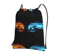 YYHWHJDE Ice and Fire Boxing Prints Drawstring Backpack - Lightweight, Waterproof Sport Throw Cover for Gym, Travel & Everyday Essentials
