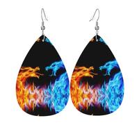 YYHWHJDE Ice and Fire Dragons Prints Drip Leather Earrings - Chic Faux Leather Drops for Holiday & Everyday Glam