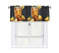 YYHWHJDE Iced Lemon Tea Prints Kitchen Tier Curtains 54x18 - Peach Skin Window Layers for Soft Light & Easy Style