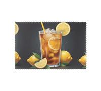 YYHWHJDE Iced Lemon Tea Prints Placemats Set of 6 12x18in - Elevate Every Meal with Durable & Customizable Table Layers