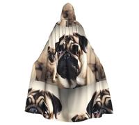 YYHWHJDE Imagen De Pug Pattern Halloween Adult Hooded Cloak for various party and carnival settings