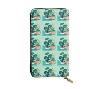 YYHWHJDE Indoor Cartoon Potted Green Plants Prints Quality Leather Long Clutch Wallet Designed for Fashion Girls and Women Stylish 7.48 x 4.13 in