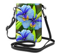 YYHWHJDE Iris Flower Butterfly Prints Small Leather Women'S Crossbody Flip Phone Bag, Waterproof And Durable