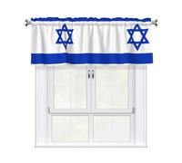 YYHWHJDE Israeli Flag Prints Kitchen Tier Curtains 54x18 - Peach Skin Window Layers for Soft Light & Easy Style