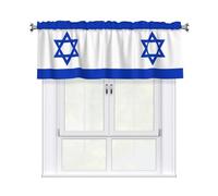 YYHWHJDE Israeli Flag Prints Tier Curtains 54x18 Inch - 100% Polyester Peach Skin Window Layers for Lasting Performance