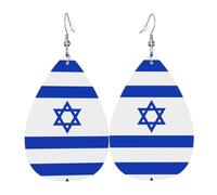 YYHWHJDE Israeli flag Prints Water Drop Leather Earrings - Stylish Dangle Throw for Parties, Vibrant Color Layering, Non-Fading Finish