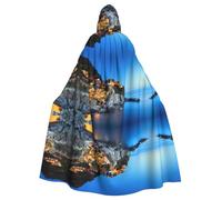 YYHWHJDE Italy Sea at Sunset Prints Hooded Cloak - Extra Large Cosplay Throw for Halloween, Masquerade