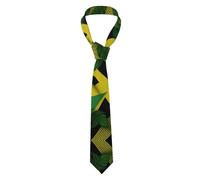 YYHWHJDE Jamaica Flag Leaves Prints Men's Necktie - Soft and Comfortable Polyester Fiber Tie for Business, Work, and Special Occasions, Black, One Size
