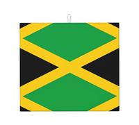YYHWHJDE jamaica flag Prints Kitchen Drying Mat - Absorbent Dish Drying Throw with Vibrant Prints, Quick-Dry Countertop Layer for Dishes & Appliances - Non-Slip & Foldable