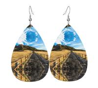 YYHWHJDE Jeju Island Korea Prints Water Drop Leather Earrings - Stylish Dangle Throw for Parties, Vibrant Color Layering, Non-Fading Finish