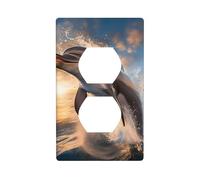 YYHWHJDE Jumping Dolphin Pattern Double Socket Wall Panel Decorative is Durable and Suitable for Socket Light Switch Accessories 4.5x2.76in