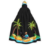 YYHWHJDE Kayaking Under The Coconut Trees Prints Halloween Adult Hooded Cape Men'S And Women'S Clothing Mantle Role-Playing