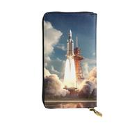 YYHWHJDE Kennedy Space Center Rocket Launch Picture Quality Leather Long Clutch Wallet Designed for Fashion Girls and Women Stylish 7.48 x 4.13 in