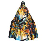 YYHWHJDE Killer Whale In The Woods Pattern Halloween Adult Hooded Cape Cloak For Role-Playing, Stage Costumes, Parties Easy Care