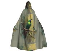YYHWHJDE Kingfisher On The Branch Pattern Halloween Adult Hooded Cape Cloak - Super Large Hooded Cloak No Zipper