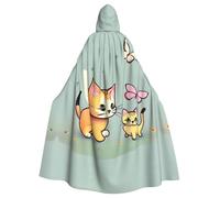 YYHWHJDE Kitten Butterfly Printing Halloween Adult Hooded Cloak for Parties and Costume Events