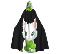 YYHWHJDE Kitten holding a clover Printed Halloween Adult Hooded Cloak No Zipper, Comfortable & Durable for Role-Playing