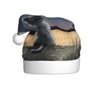 YYHWHJDE Kitten looking at the moon Pattern Christmas Hat for Adult quality festive accessory crafted soft, lightweight