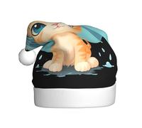YYHWHJDE Kitten taking shelter from the rain Pattern Christmas Hat for Adult quality festive accessory crafted soft, lightweight