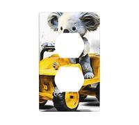 YYHWHJDE Koala Learning to Drive Prints Double Socket Wall Panel Decorative for Residential and Commercial Areas 4.5x2.76in