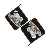YYHWHJDE Koala On Mud Pattern Square Insulation Pot Mat 2 Pieces Thick and durable with lanyard for Microwave Ovens, Ovens, Outdoor Grilling
