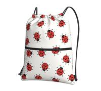 YYHWHJDE Ladybugs Pattern Infinite Speckled Prints Drawstring Backpack - Lightweight Water-Resistant Sport Gym Bag with Zipper Pocket for Travel & Hiking