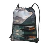YYHWHJDE Lake House Views Prints Drawstring Backpack - Lightweight Water-Resistant Gym Bag with Zipper Pocket for Travel & Sports