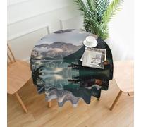YYHWHJDE Lake House Views Prints Round Decorative Tablecloth 60in - Elevate Your Dining Space with this Elegant Throw for Everyday Charm & Special Occasions