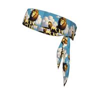 YYHWHJDE Lamb with A Lion On The Clouds Pattern Sports headscarf, sweat absorbing and breathable, motion headband, double-sided kerchief
