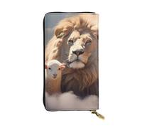YYHWHJDE Lamb with A Lion On The Clouds Picture Leather long clutch wallet Designed for fashion girls and women stylish and personalized 7.48 x 4.13 in, Black, One Size