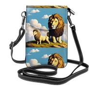YYHWHJDE Lamb With A Lion On The Clouds Prints Small Leather Women'S Crossbody Flip Phone Bag, Waterproof And Durable