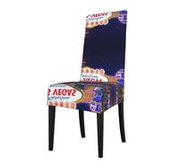 YYHWHJDE Las Vegas Night City Prints Dining Chair Throw Covers - Stretchable Polyester Blend Protects Your Chairs with Easy Style & Easy Care