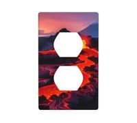 YYHWHJDE Lava Fire Sea Prints Double Socket Wall Panel Electrical Socket Cover Plate Decoration Heat Resistant 4.5x2.76in
