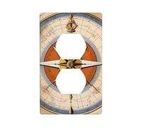 YYHWHJDE Law of The Compass sea Pattern Double Socket Wall Panel Decorative for Residential and Commercial Areas 4.5x2.76in