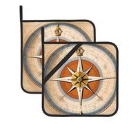 YYHWHJDE Law of The Compass sea Pattern Square Insulated Pot Holder Set of 2 8x8 in Anti-scalding and Heat-Insulating Waterproof